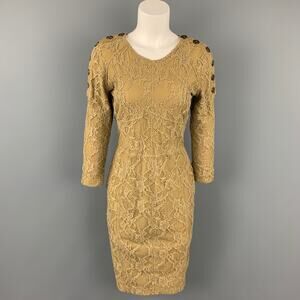 BURBERRY PRORSUM Size 8 Olive Lace Cotton Blend Shift Dress